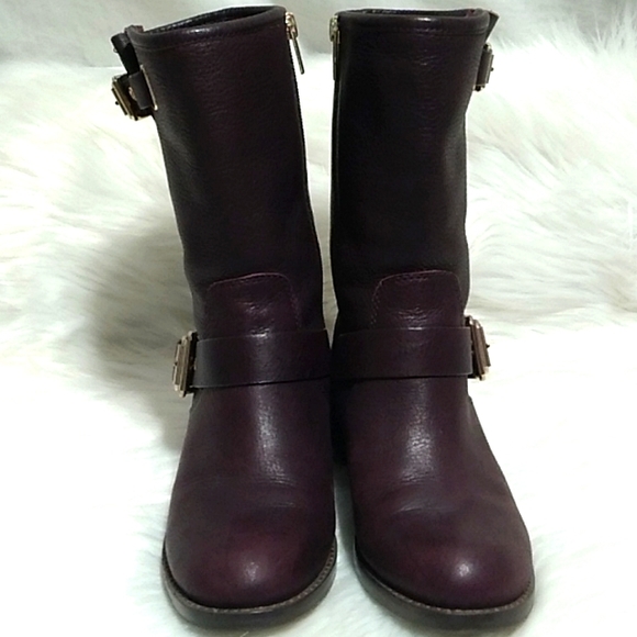 FLASH SALE! Vince Camuto Inside Zip Up Leather Boots W/Gold Hardware Sz.7M - Picture 4 of 16